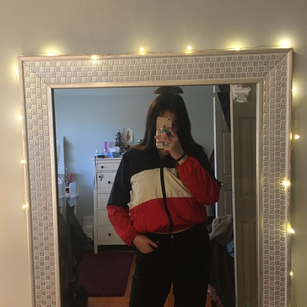 ✨Brandy Melville bomber jacket blue white & red✨